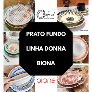 Monte seu Kit de Prato FUNDO 22cm Estampado Linha Donna Biona Kit com 2, 4 ou 6 unidades 2ª Linha em Oferta na Shopee