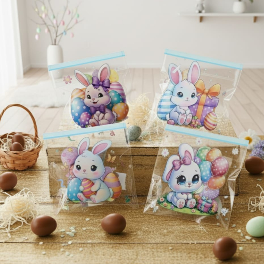KIT 50 SAQUINHOS AUTOADESIVOS PACOTINHOS COM FITA ADESIVA PÁSCOA FESTA LEMBRANCINHA em Oferta na Shopee