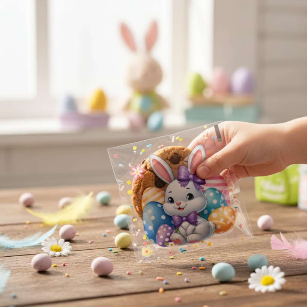 KIT 100 SAQUINHOS AUTOADESIVOS DE PÁSCOA PARA FESTAS LEMBRANCINHAS INFANTIL PACOTINHO EMBALAGEM em Oferta na Shopee