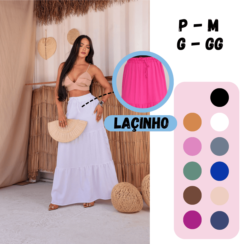 Saia Evangelica Duna Longa Três Marias / Com Forro e Zero Transparente Cintura Alta e Elastico / Tamanhos P ao G1 em Oferta na Shopee