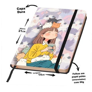 Caderno SKETCHBOOK ou anotações GATOS FOFOS 21x14cm
