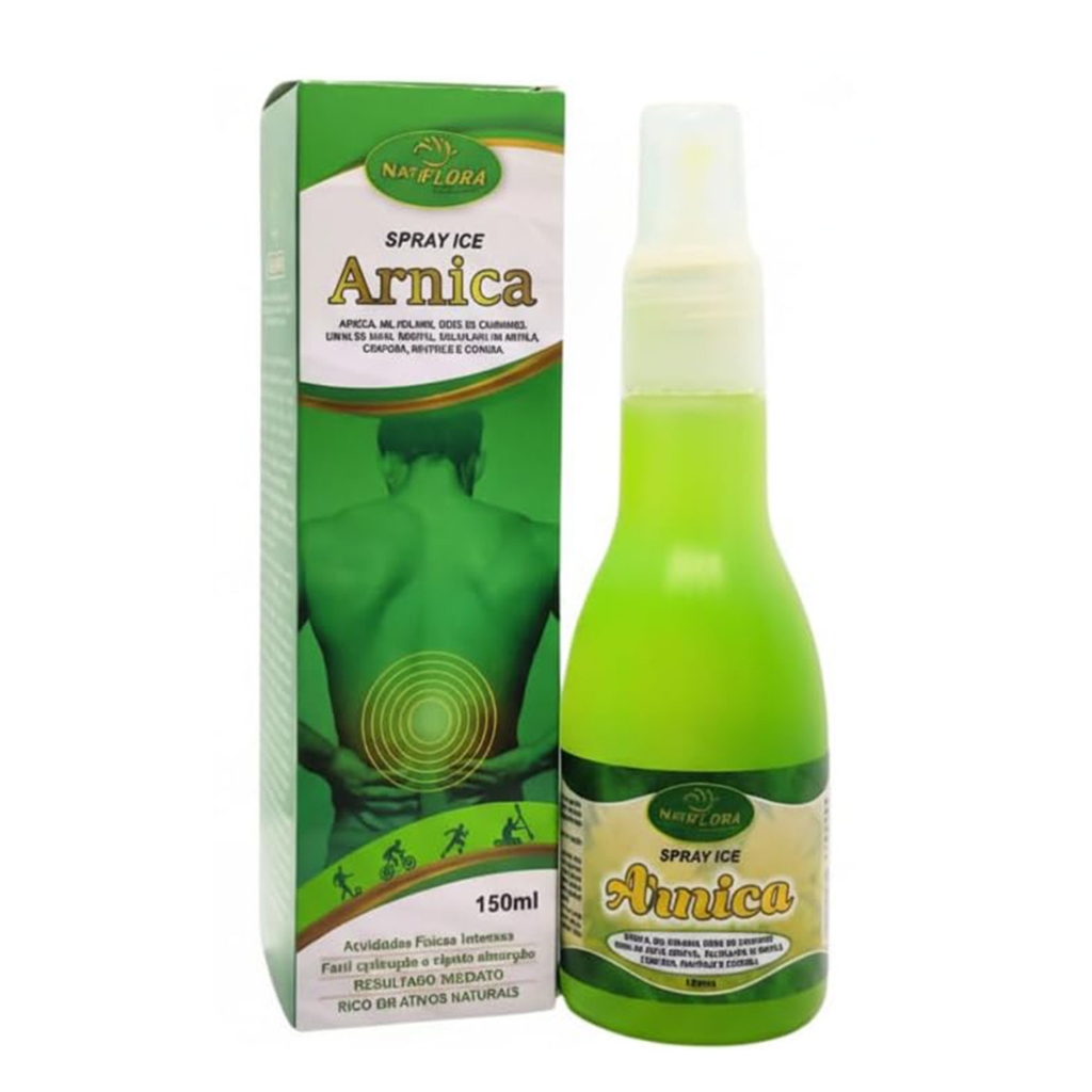 Spray Ice com Arnica Natyflora para atletas, com Arnica, Mentol, Cânfora, Matruz e Copaíba