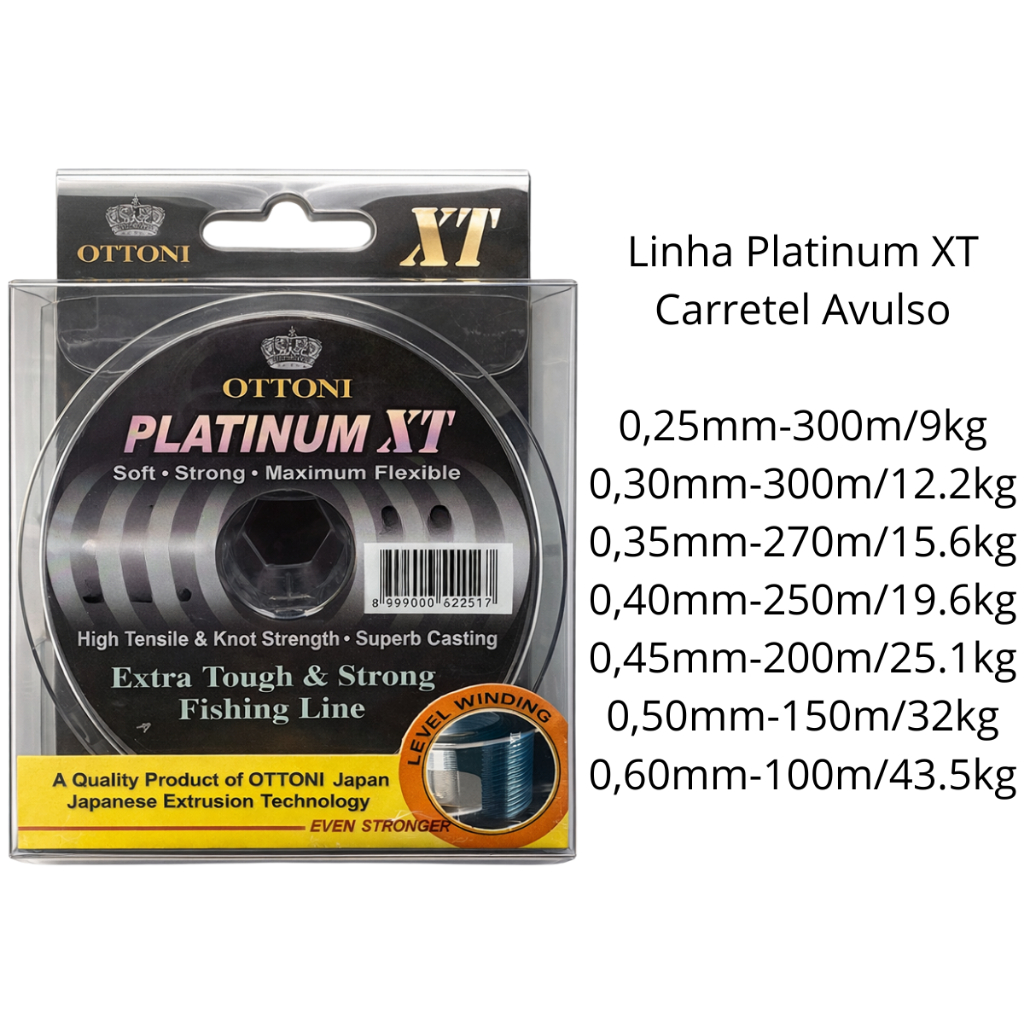 Linha De Pesca Platinum Xt Monofilamento Carretel Ottoni