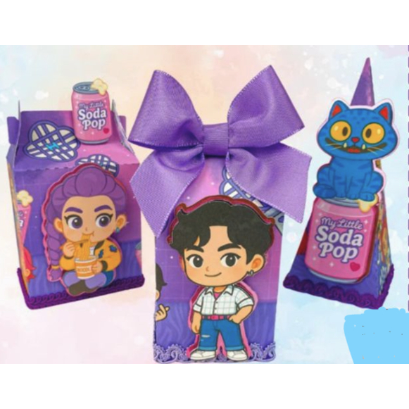 Kit Festa GUERREIRAS DO K-POP 3/ HUNTRIX / Personalizado | Lembrancinhas | Decoração Aniversário | Caixa Milk Pirâmide