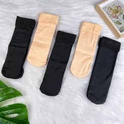 KITS DE MEIAS TÉRMICA SEM COSTURA FEMININA EM LÃ BATIDA COM POLIAMIDA 35-40