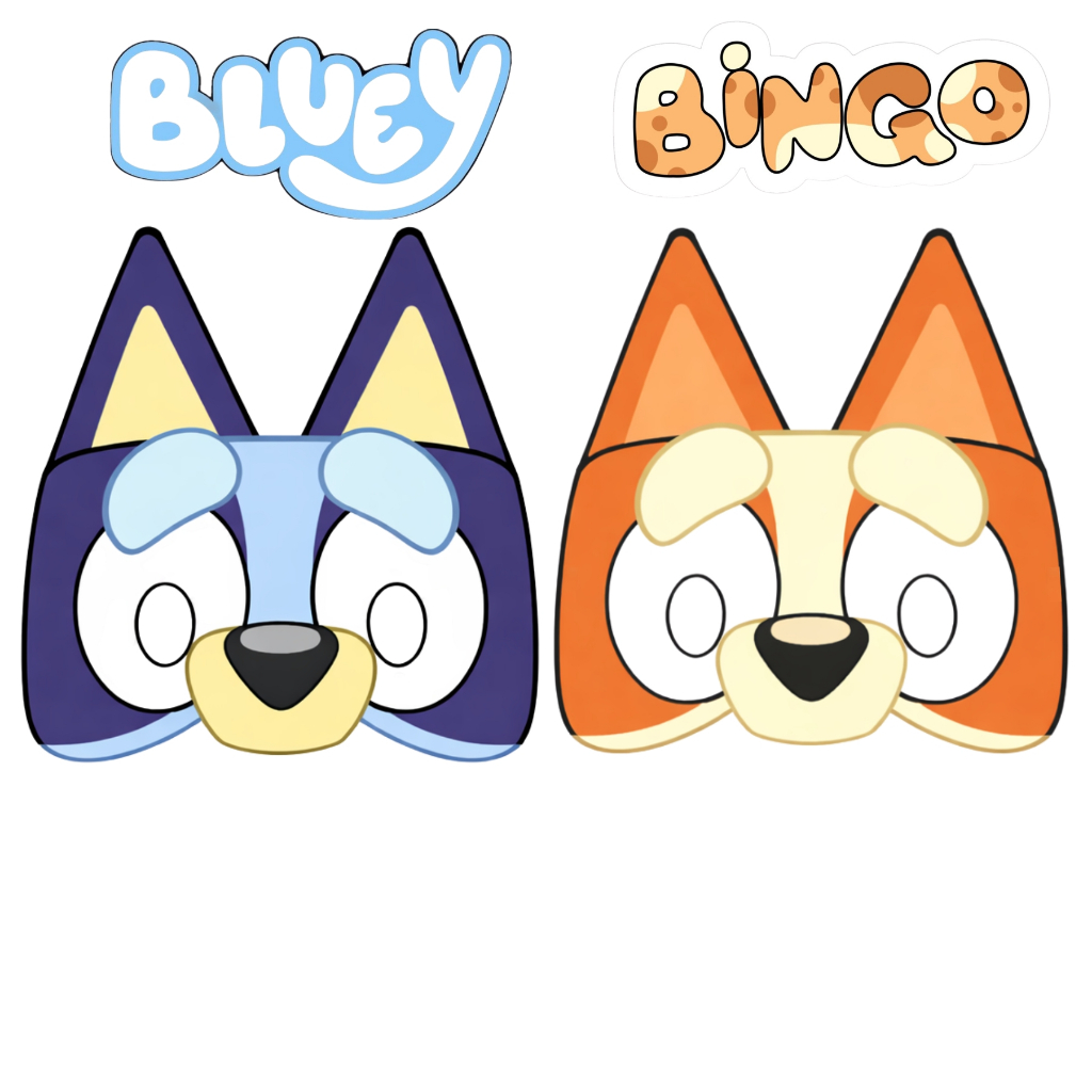 10 Máscara bluey e bingo para festa lembrancinhas ( não é de EVA)