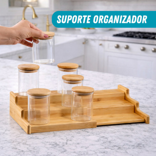 Organizador de Bambu Suporte Retrátil 3 Níveis Potes Temperos Multiuso  Extensível Perfume Multi Uso em Oferta na Shopee