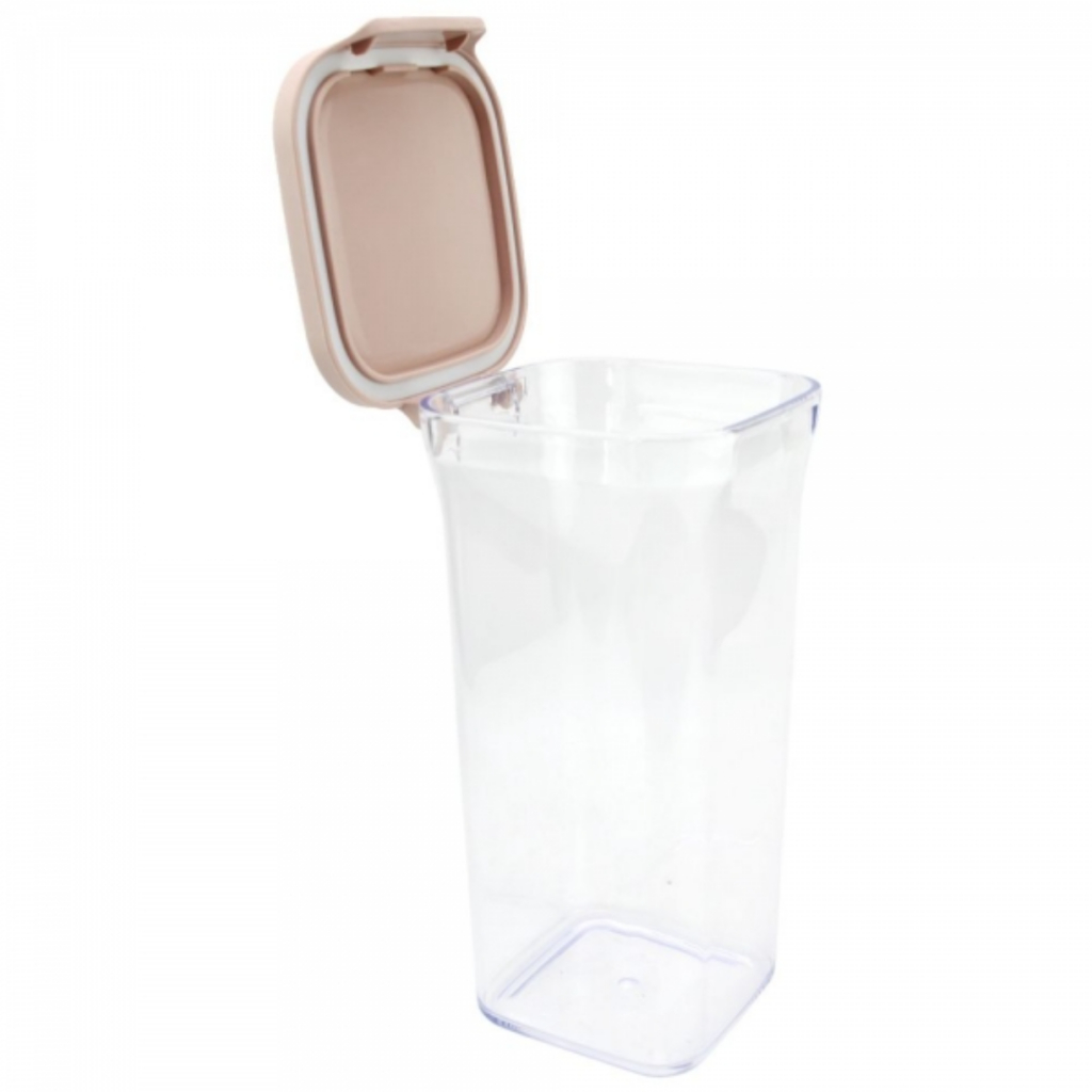 Pote Hermético para Alimentos T Frescos ampa Vedação Quadrado de Acrílico 1400ML - Rosa Claro