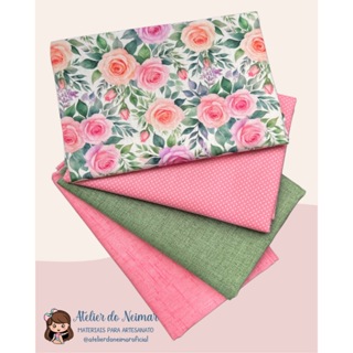 KIT TECIDOS TRICOLINE 100% ALGODÃO 4 CORTES 50X75CM em Oferta na Shopee