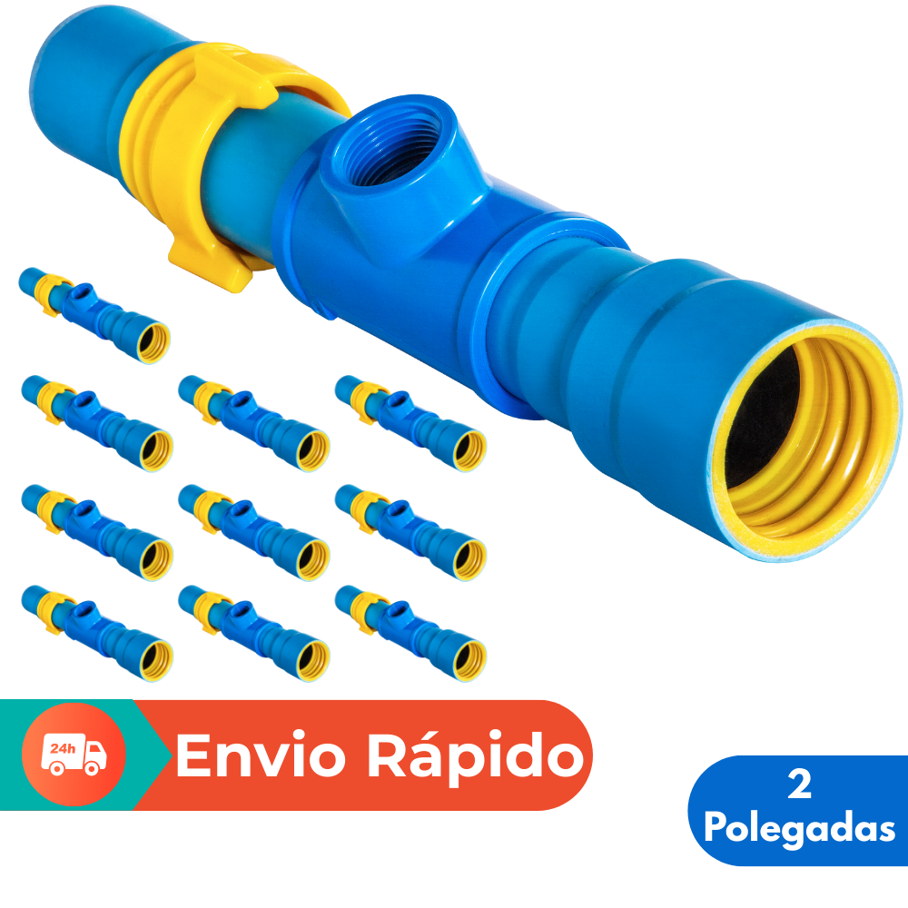 Tê Saída de Aspersor 2" x 1" | Kit 10 Peças | Tubo PVC Engate Rosca