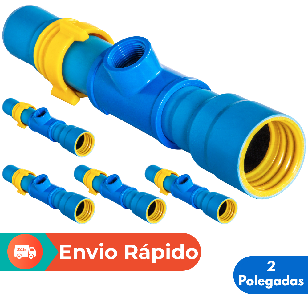 Tê Saída de Aspersor 2" x 1" | Kit 5 Peças | Tubo PVC Engate Rosca