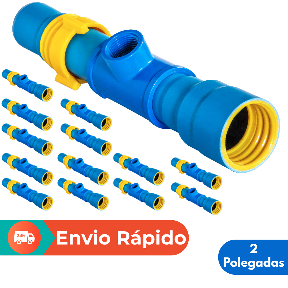 Tê Saída de Aspersor 2" x 1" | Kit 15 Peças | Tubo PVC Engate Rosca