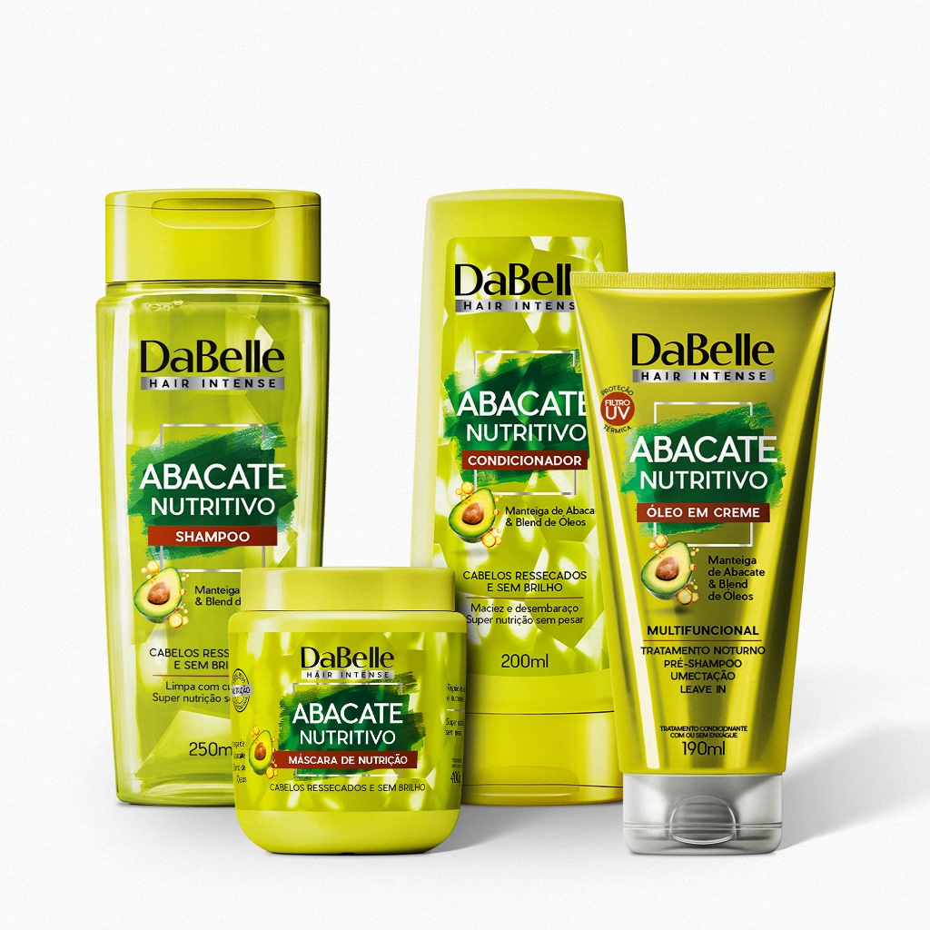 Kit DaBelle Abacate Nutritivo Shampoo, condicionador, oléo em creme e máscara 400g (4 produtos)