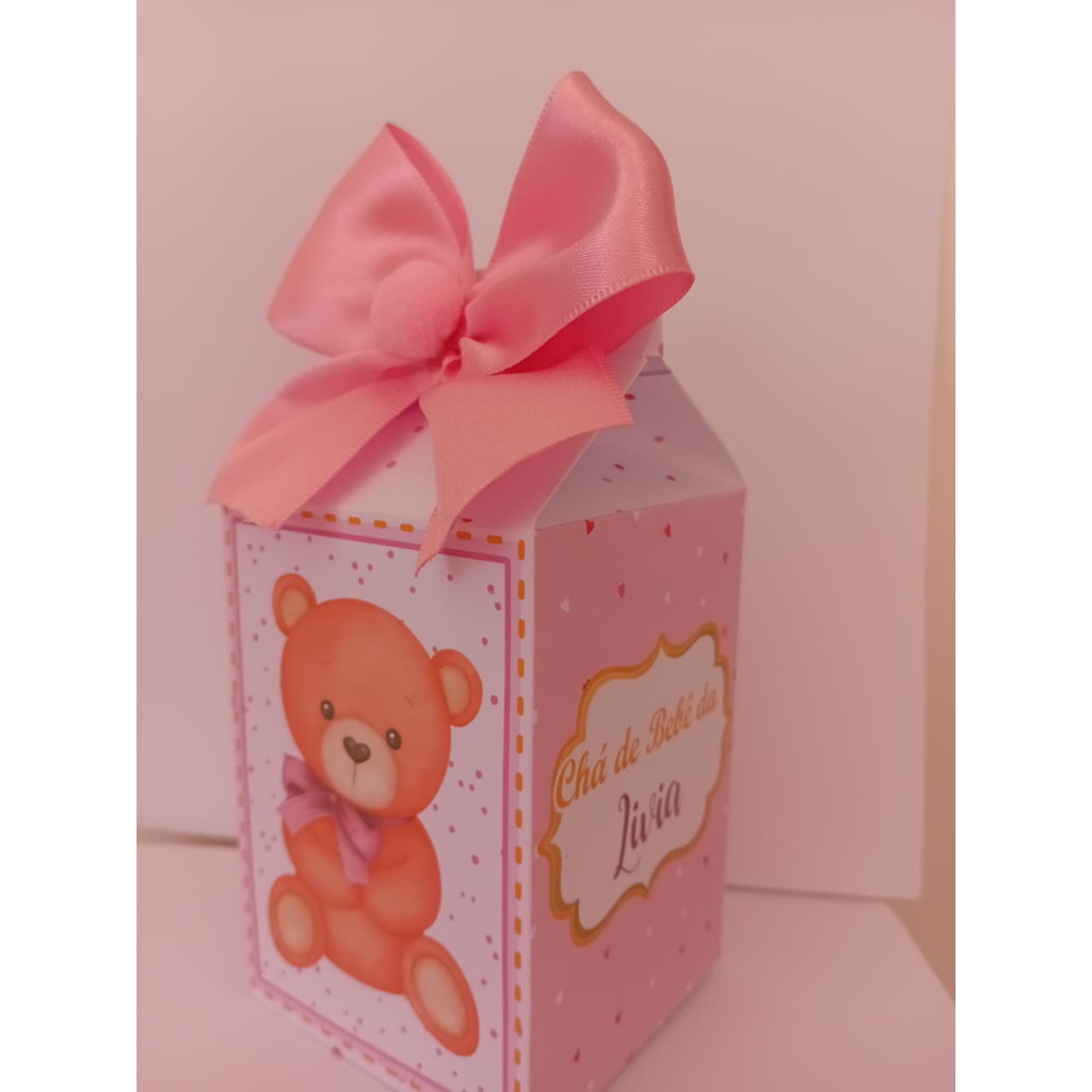 Caixa Milk Ursinha Baby Rosa, lembrancinhas aniversários e artesanatos, chá de bebê, chá revelação