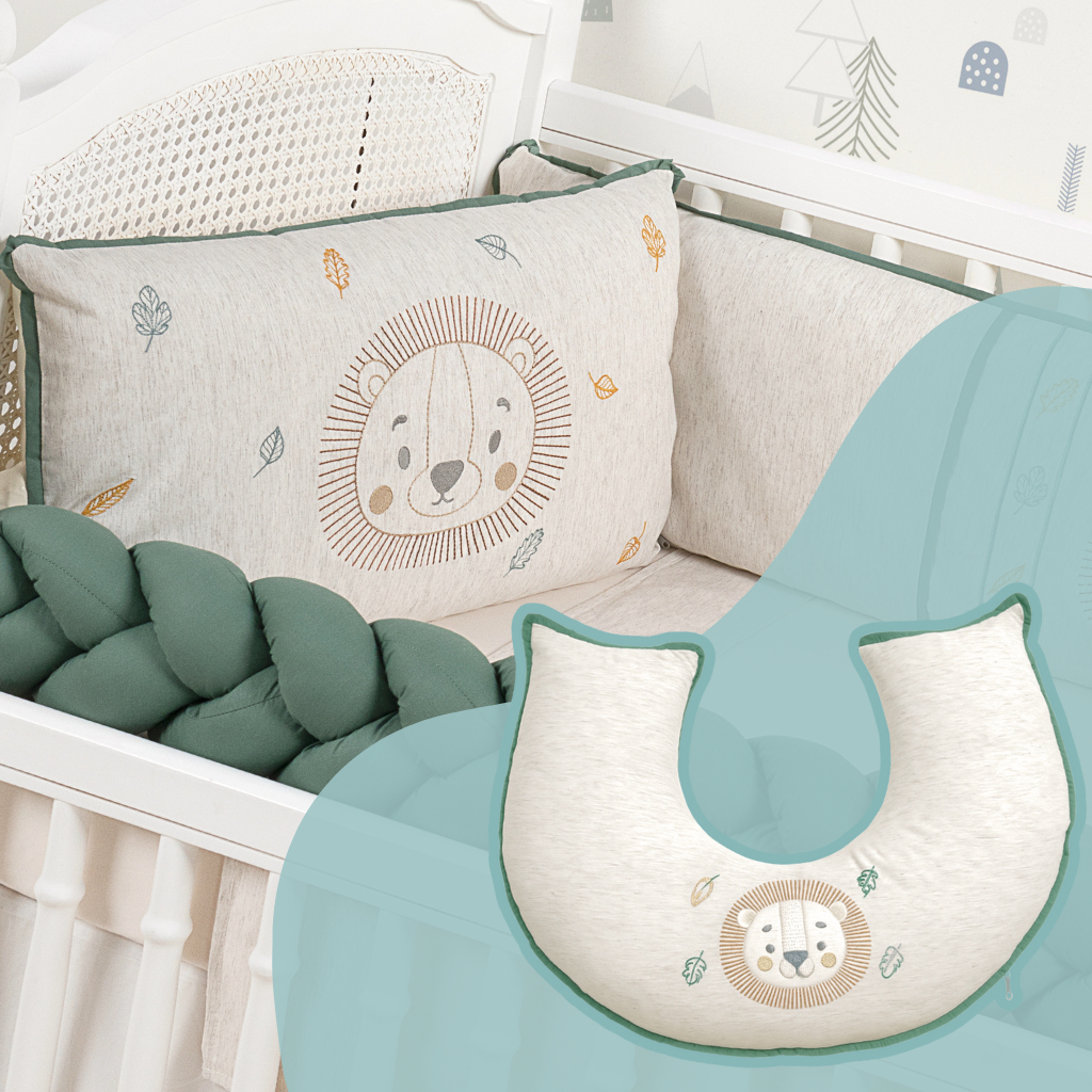 Kit Berço Menino Americano 100% Algodão Leon 8 Peças + Almofada de Amamentação Menino Combo em Oferta na Shopee