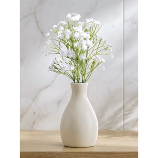 Arranjo de Flor Artificial com Buque de Mosquitinho Flor Sempre Viva e Vaso de Cerâmica Decoração para casa e escritório em Oferta na Shopee