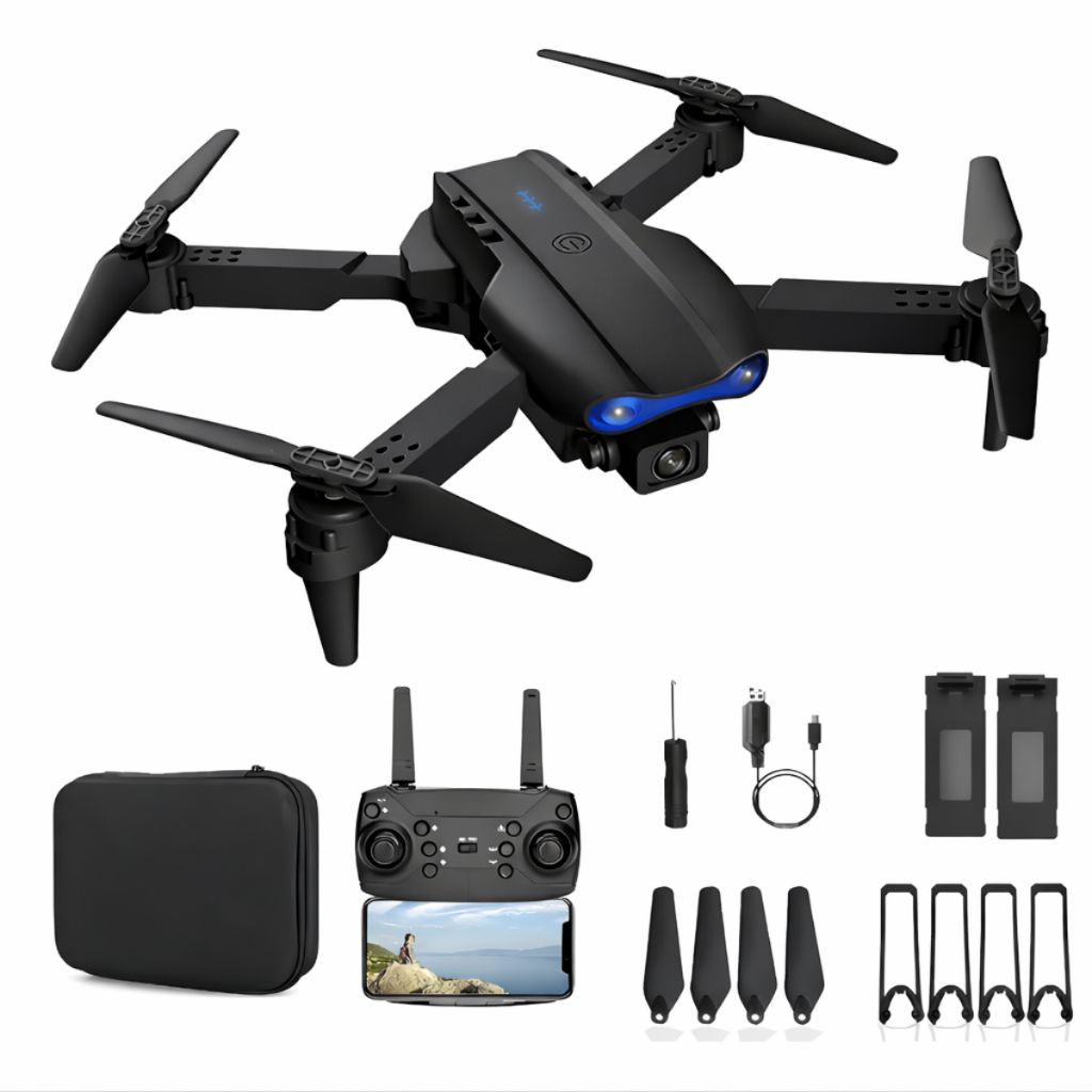 Drone E99 Pro 4K com Duas Baterias Camera WiFi FPV LED Retorno Automatico Controle Remoto Estavel