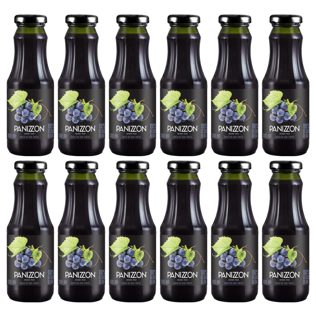Kit 12 Unidades Suco de Uva 100% Integral Panizzon 300ml em Oferta na Shopee