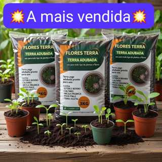 Terra  adubada PREMIUM rica em nutrientes para o cultivo 3kg em Oferta na Shopee
