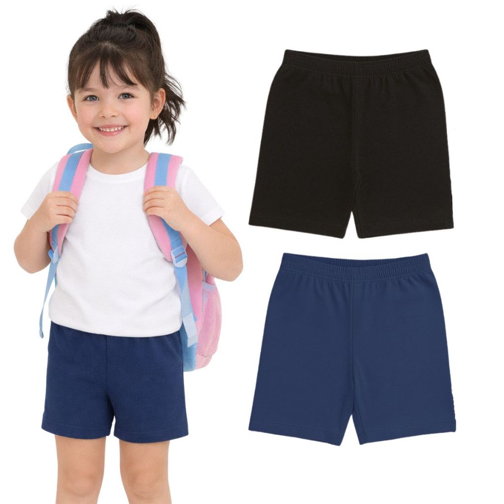 Kit 2 ou 1 peça Bermudas Shorts Infantil Escolar Menina Cotton Confortável Liso Verão Juvenil Básica Confortável