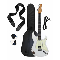 Kit Guitarra Elétrica Tagima Strato Antique Series Tga580 OW Branco