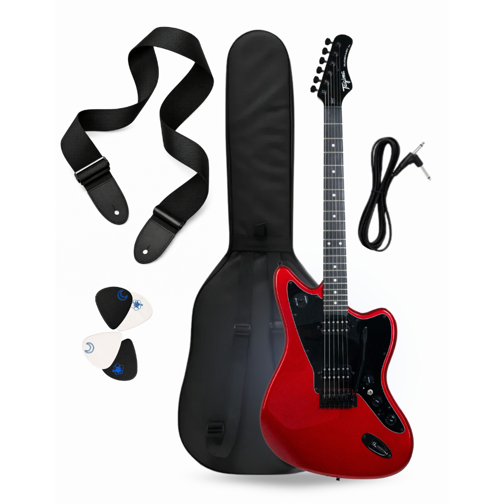 Guitarra Offset 2h 6c Duosmart-h CA Escala Escura Escudo BK Jazzmaster Kit com Bag Correia Palheta