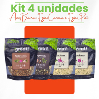 Kit 4 unidades Arroz Branco Feijão Carioca e Feijão Preto 100% Natural Sem Glúten e Sem Lactose em Oferta na Shopee