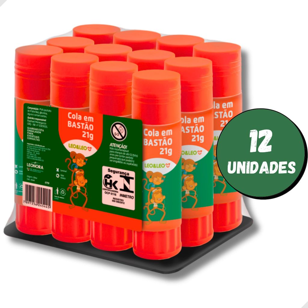 Cola Bastão Escolar Artesanato 21g Kit 12 Unidades em Oferta na Shopee