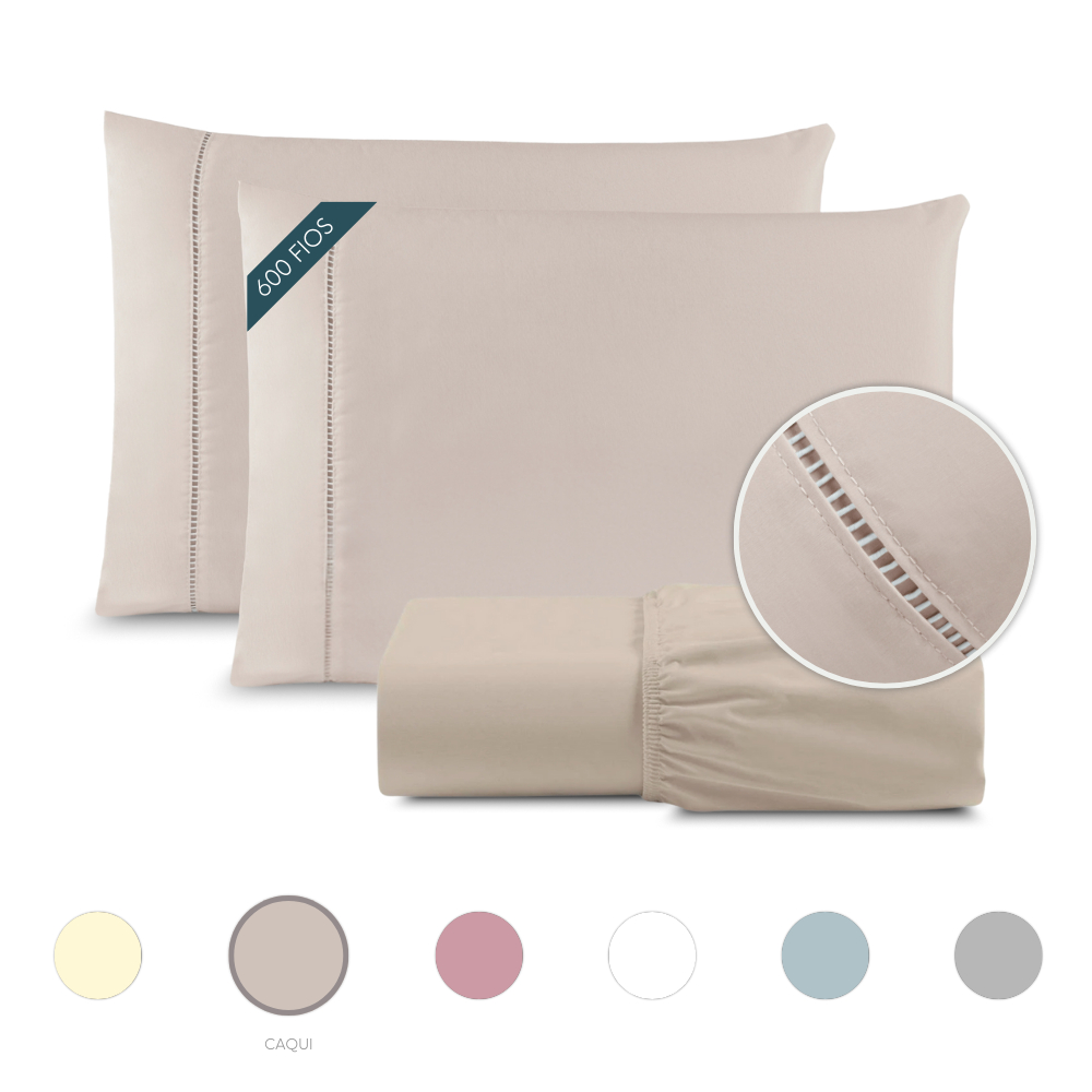 Jogo De Cama Casal Padrão 3 Pçs 600fios Egípcio Ponto Palito em Oferta na Shopee