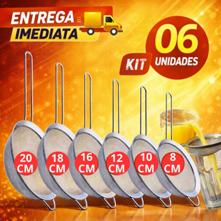 Peneira Inox Multiuso 8cm/10cm/12cm/16cm/18cm/20cm Coador Para Cozinha Suco Manual Telinha Fina Resistente e Durável em Oferta na Shopee