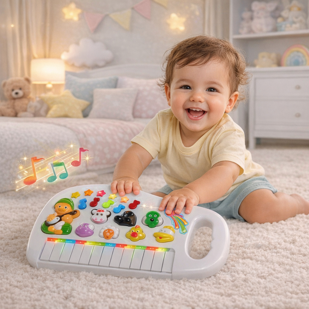 Teclado Piano Infantil Musical Com Som De Animais Fazenda Sitio