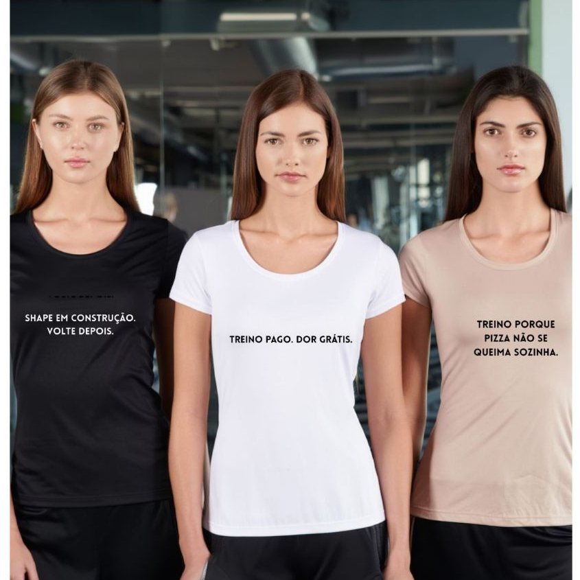 Kit 3 Camisetas Feminina Fitness Gym Projeto Verão Eterno | Blusa Academia Confortável e Estilosa