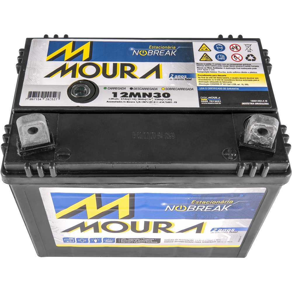 Bateria Moura 12V 30Ah Estacionária Trator Vonder TGM TGH MTV Nobreak 12MN30AH