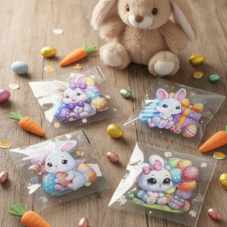 KIT 50 SAQUINHOS AUTO ADESIVOS PÁSCOA COELHINHO FESTA TEMÁTICA PACOTINHOS EMBALAGEM COELHO em Oferta na Shopee