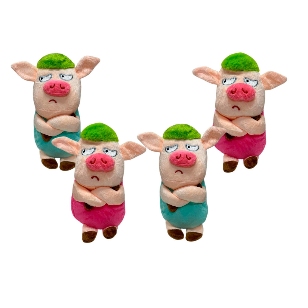 Kit 4 Porco De Pelúcia Pequeno Cesta Nicho Fazendinha Porquinho pelucia Decoração Infantil Fofo - 20cm