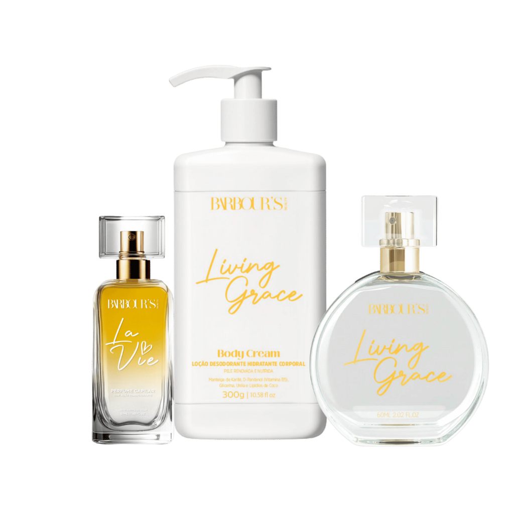 Kit Creme Hidratante Colônia Perfume Capilar Living Grace Barbour's Beauty