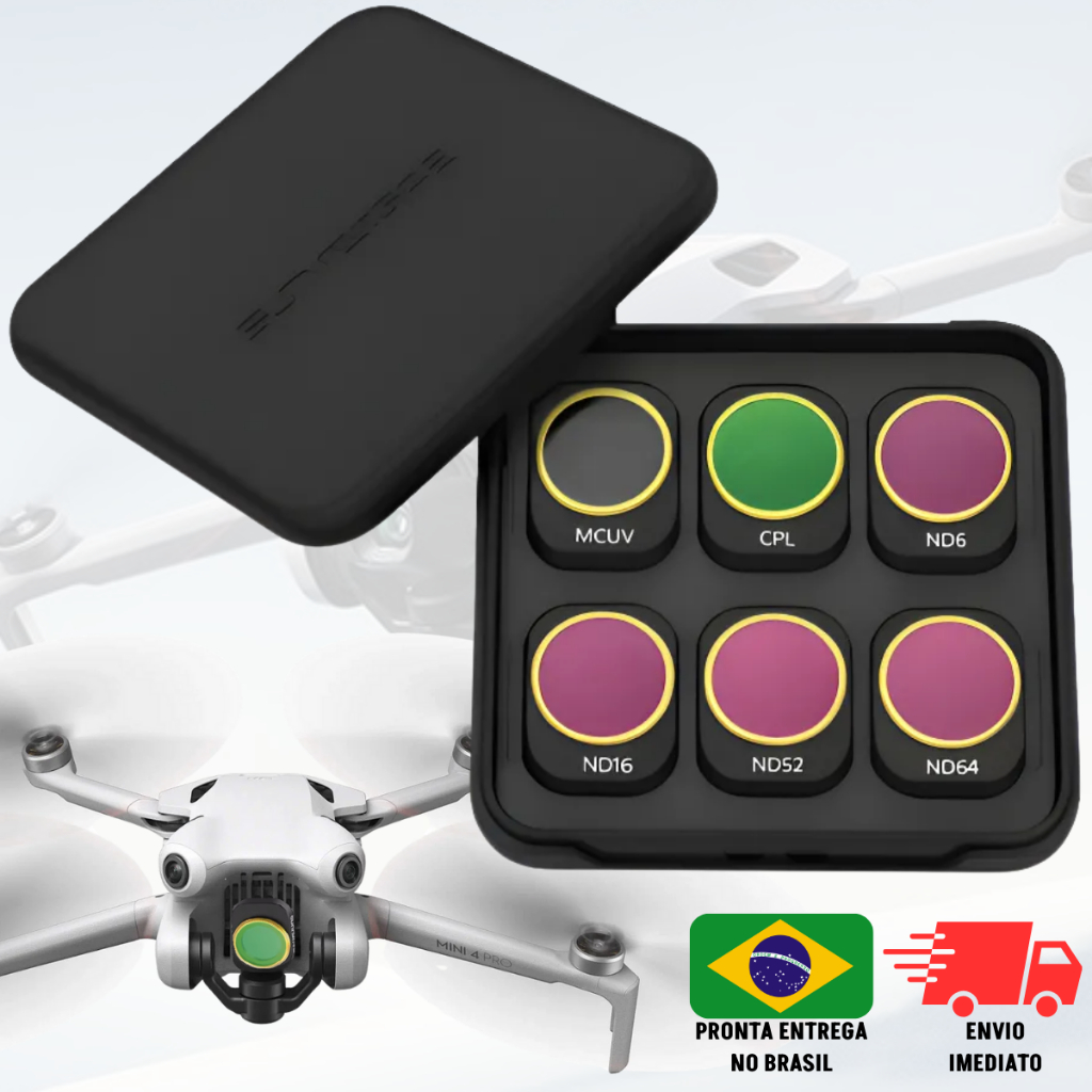 Kit 6 Filtros Lente Dji Mini 4 Pro Nd8/16/32/64 + Cpl + Mcuv Cor Preto