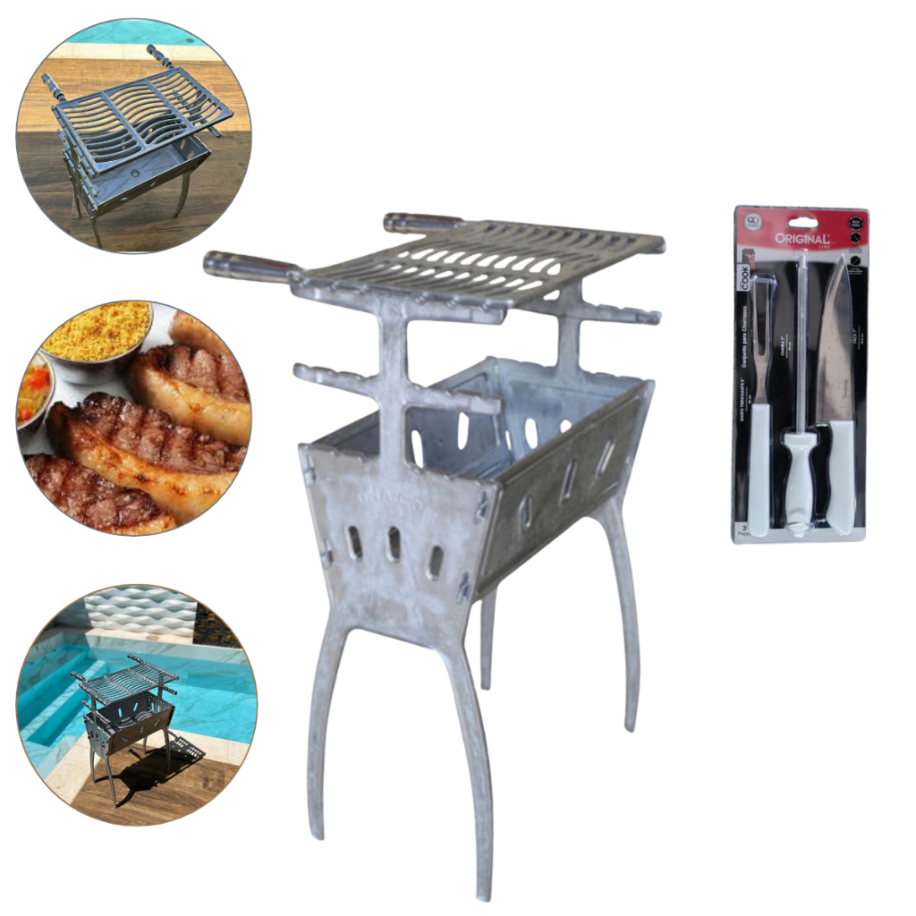 Churrasqueira desmontável 81cm em alumínio fundido de excelente qualidade em Oferta na Shopee