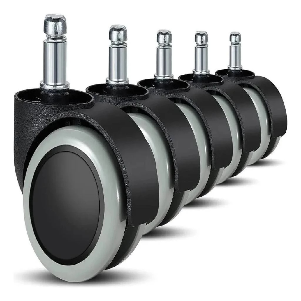 Imagem Kit 10 Rodinhas Cadeira de Escritório ou Gamer Silicone Anti-Risco e Ruído com Pino 11mm