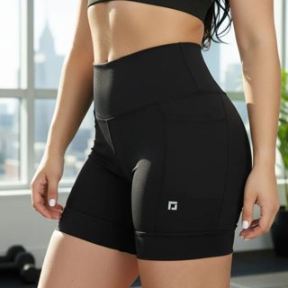 Shorts Para Corrida e Academia Zero Transparência Efeito Blackout Cós Alto e Bolsos Laterais em Oferta na Shopee