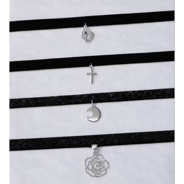 Kit Choker Delicada com pingentes sortidos, Choker Gótica Choker Alternativa Choker Fofa
