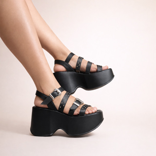 Sandália Tamanco Tiras Flat Plataforma Anabela Fivelas em Oferta na Shopee