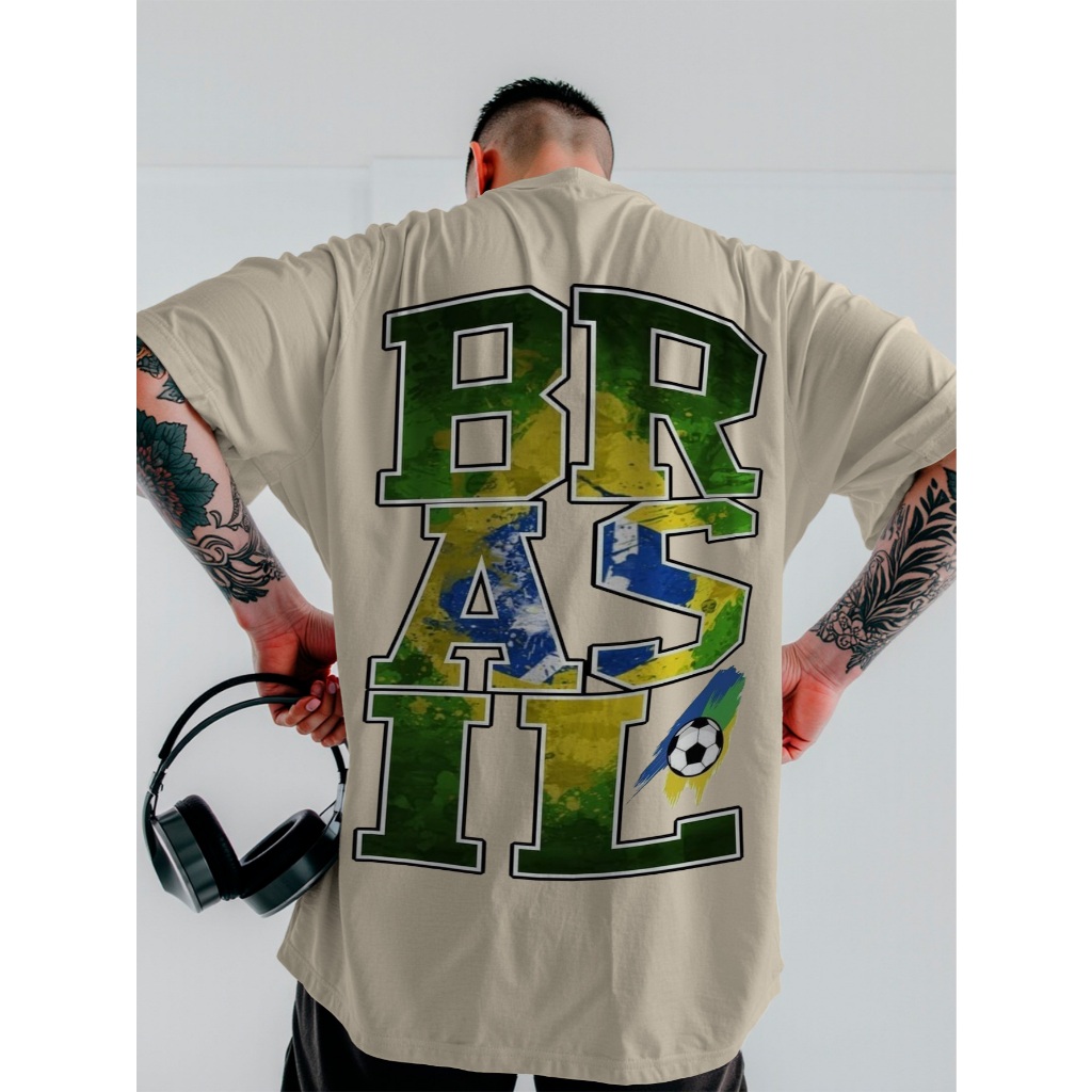 Camiseta Oversized Brasil Copa Futebol Urbana Street Unissex DTF ref4504