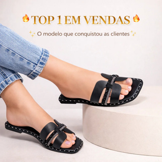 Rasteirinha Feminina Rasteira Fivela Strass Moderno Confortável Direto da Fabrica Miss Moda 004.1 em Oferta na Shopee