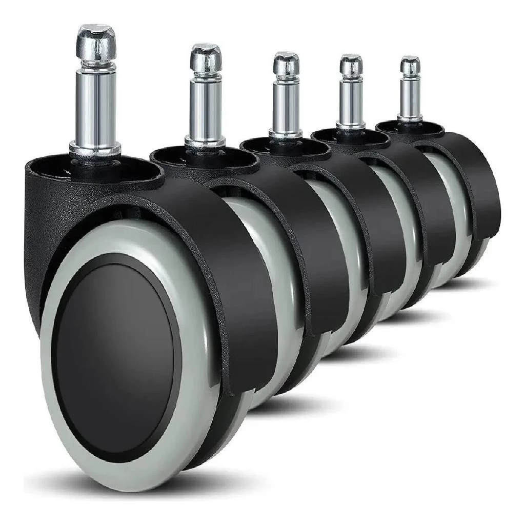 Imagem Kit 10 Rodinhas Cadeira de Escritório ou Gamer Silicone Anti-Risco e Ruído com Pino 11mm