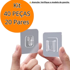 Gancho Pares Adesivo Dupla Face Transparente Sem pregos Furos Multiuso Para Banheiro Quarto Cozinha Sala
