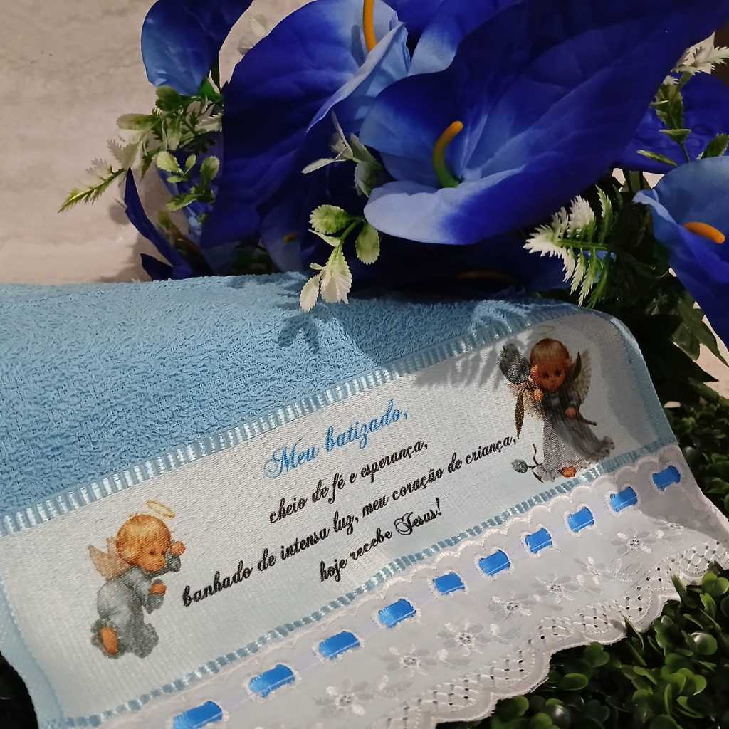 Toalha Personalizada Batizado Menino em Oferta na Shopee