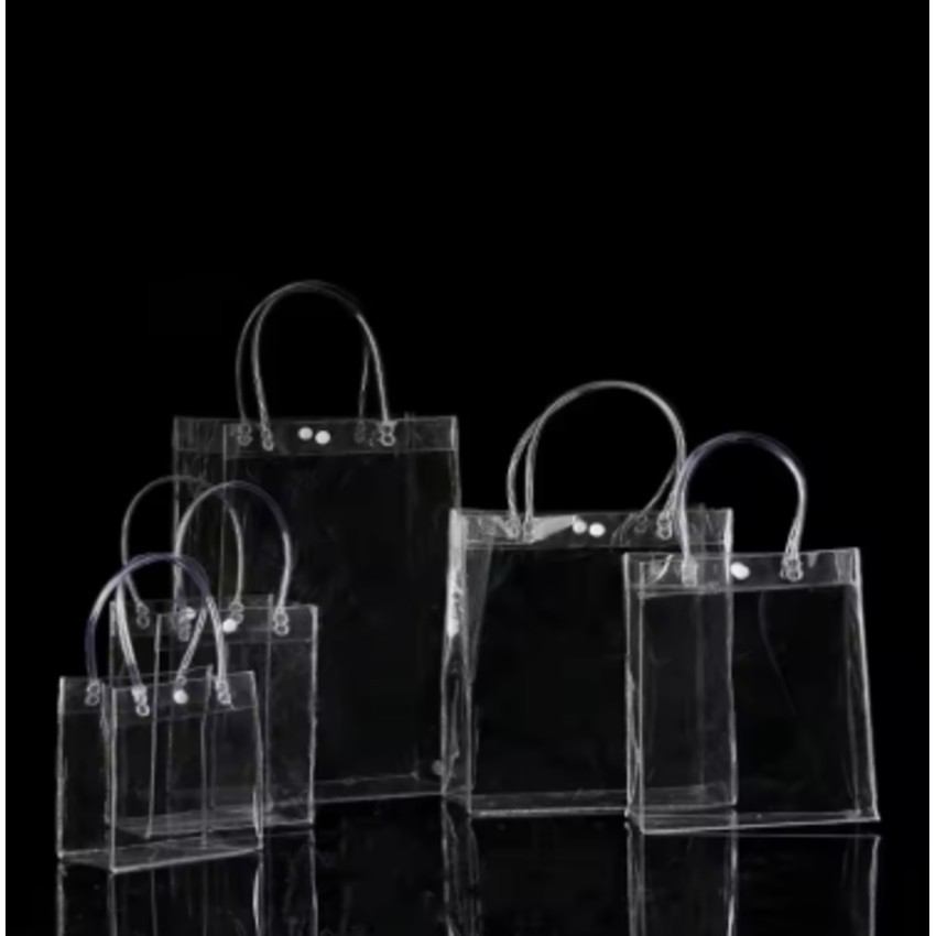 Sacola PVC Transparente com Alça e Botão - Ideal para Brindes, Festas e Casamentos. 12 unidades. em Oferta na Shopee