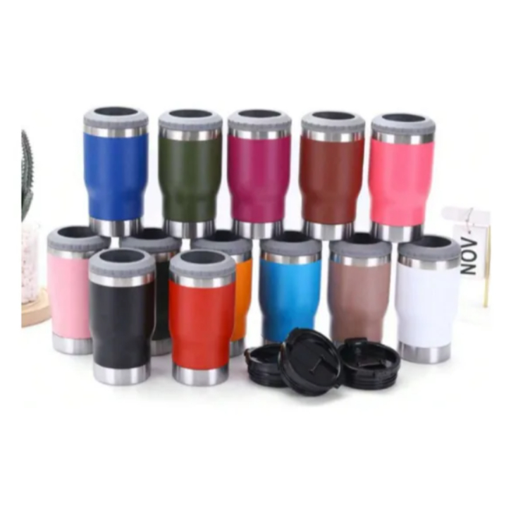Copo Térmico 420ml Porta Garrafa E Latinha Duas Tampas Com Abridor