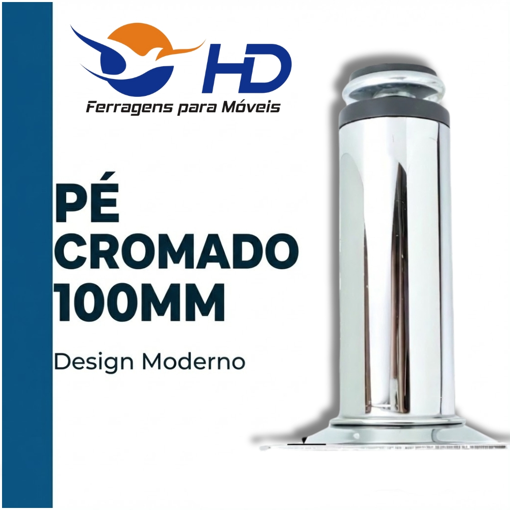 Kit 4 Pés Niveladores 100mm Aço Inox Polido Base Regulável